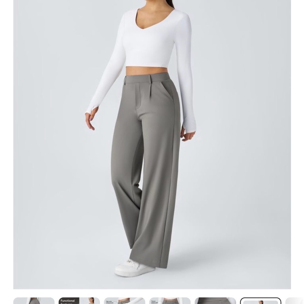 HALARA Straight Leg Wide Pants in Gray